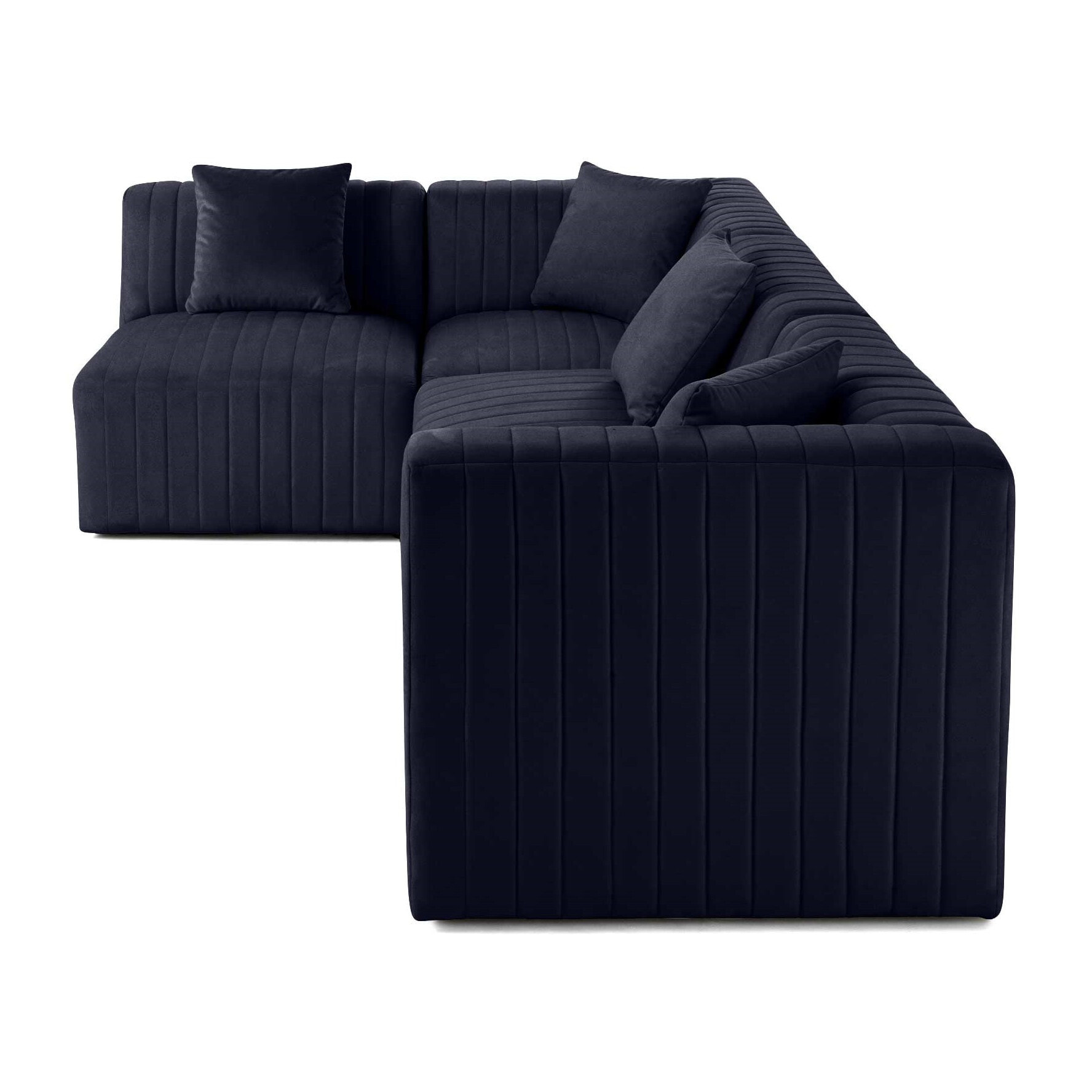 Nova - canapé modulable d'angle gauche - 5 places - en velours - Bleu marine