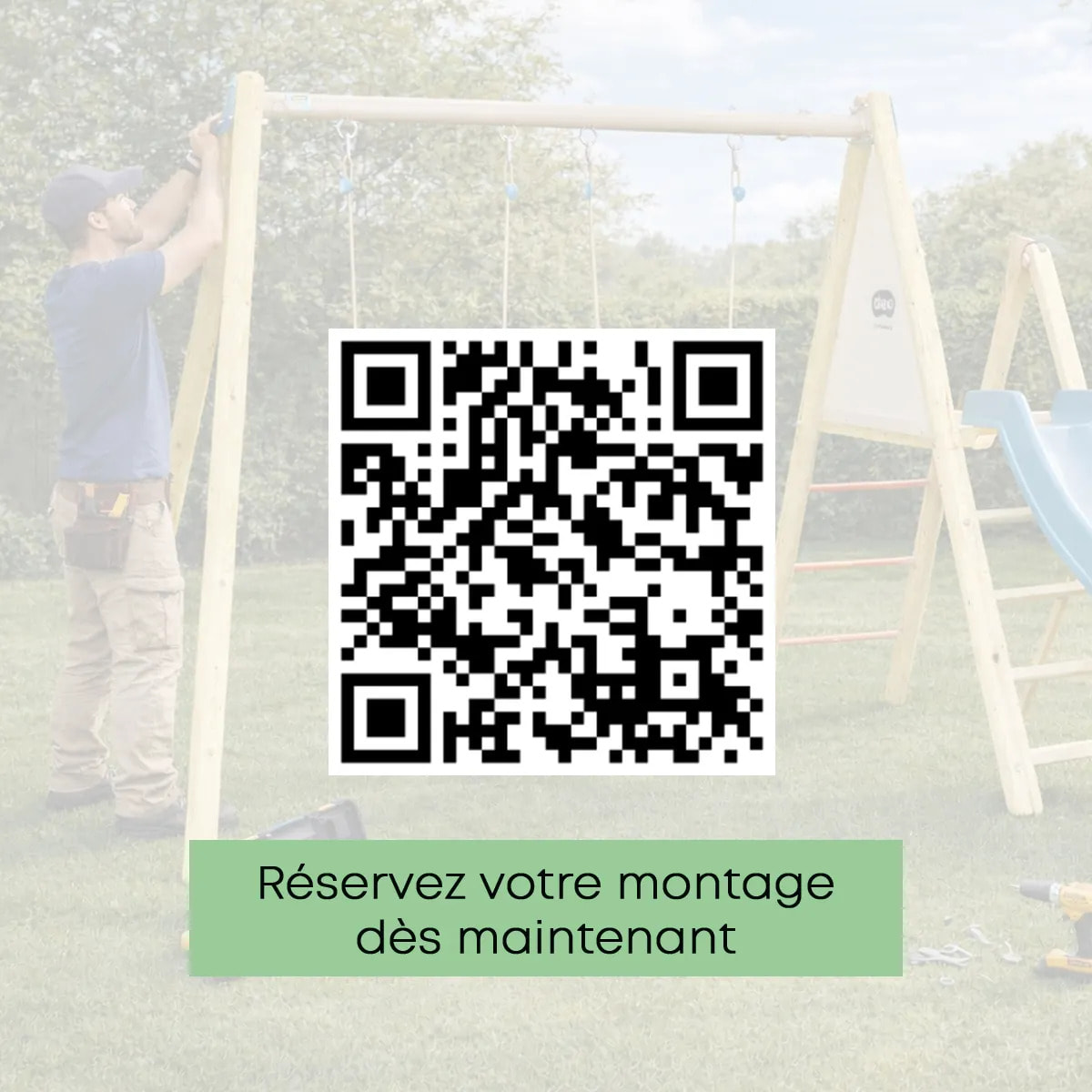 Balançoire en bois poutre métal 1,90 m, 5 enfants, Techwood OREKA 2