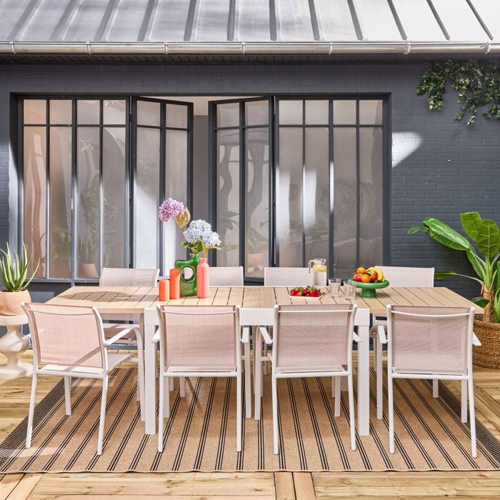 Table de jardin extensible aluminium + 8 assises ELORA + AMARA