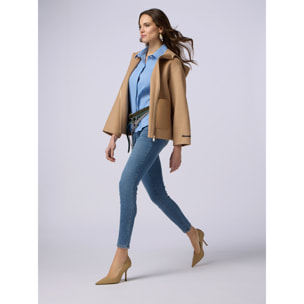 Oltre - Jeans skinny con bottone gioiello - Azzurro