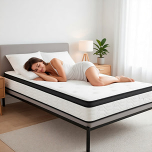 Materasso Singolo Ibrido Con 240 Molle Insacchettate per M² E Memory Foam 5 Zone di Comfort Double Sided Rigidità H3/H4 80 x 190 x 29 Cm