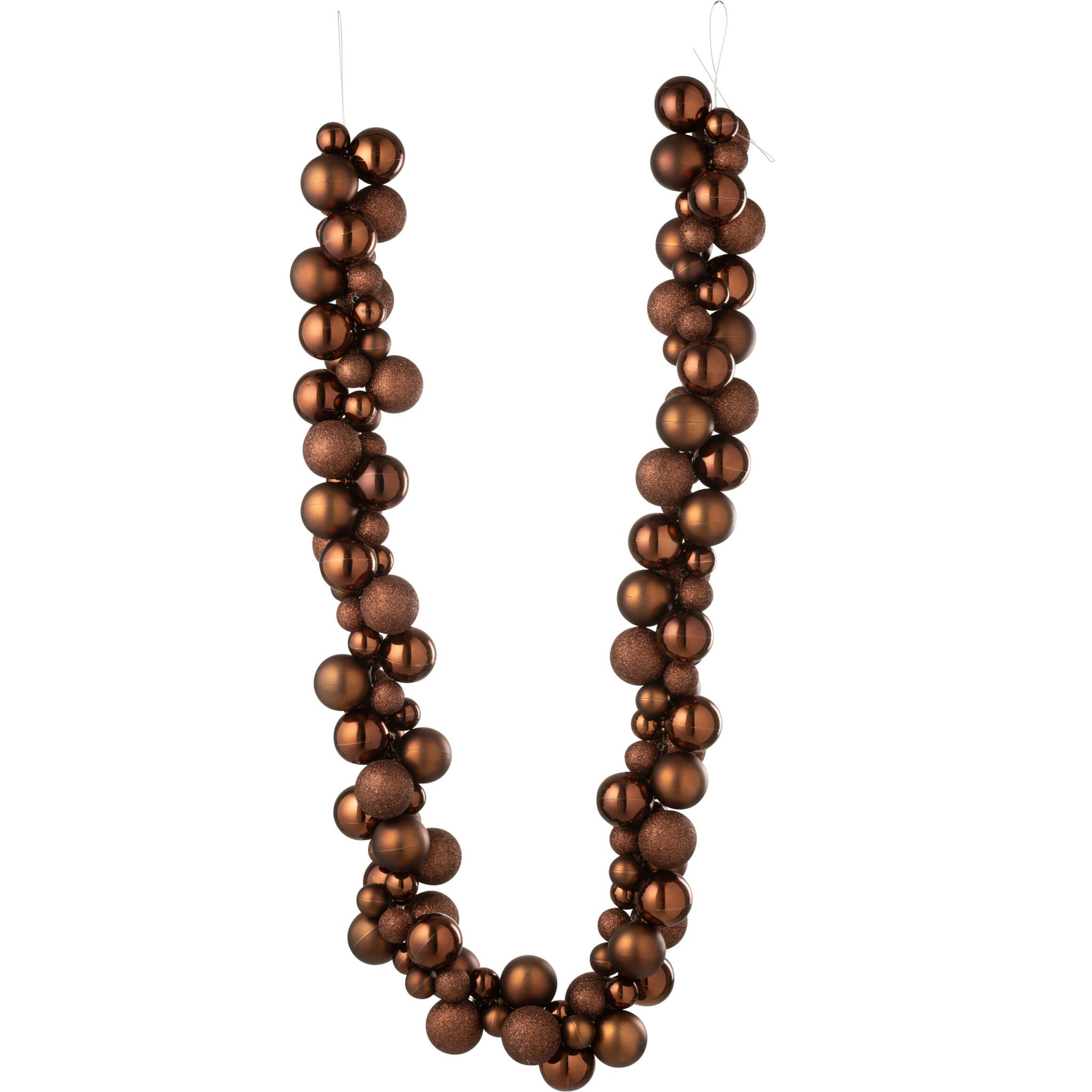 J-Line guirlande de boules de Noël - plastique - marron
