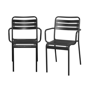 Lot de 2 fauteuils de jardin acier. 2 places. anthracite. Amelia. L50.4 X P53 X H79.5cm