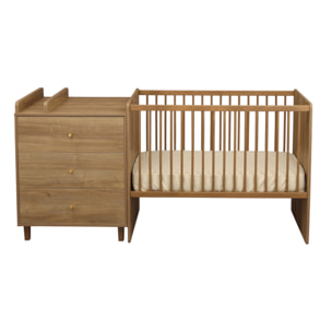 Lit combiné 120x60 évolutif en 90x190 décor bois chêne mokka