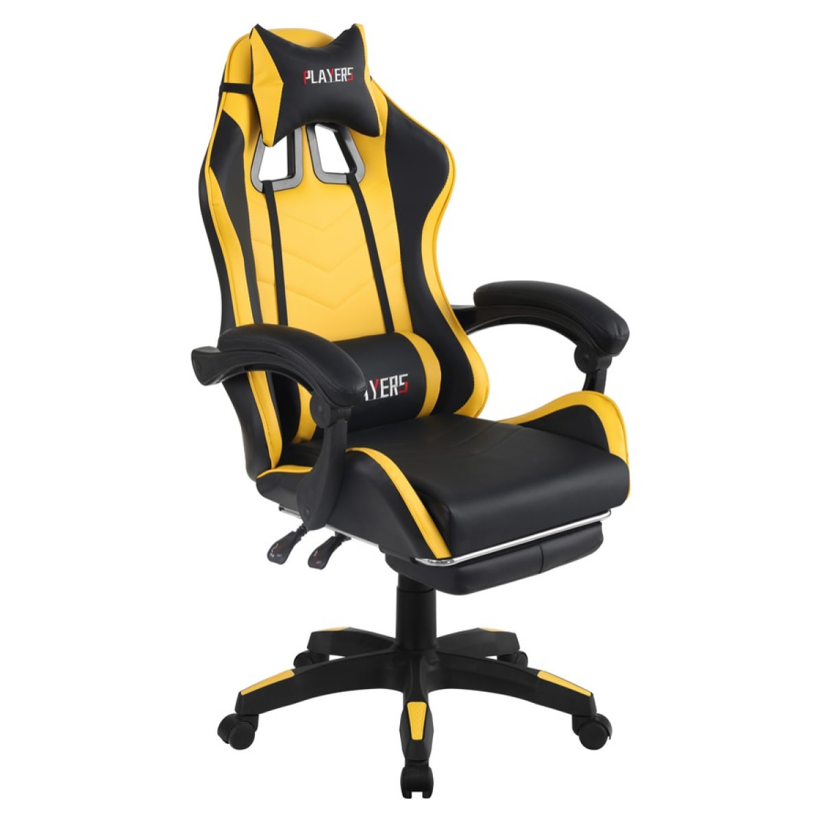Poltrona gaming reclinabile con poggiapiedi gialla e nera