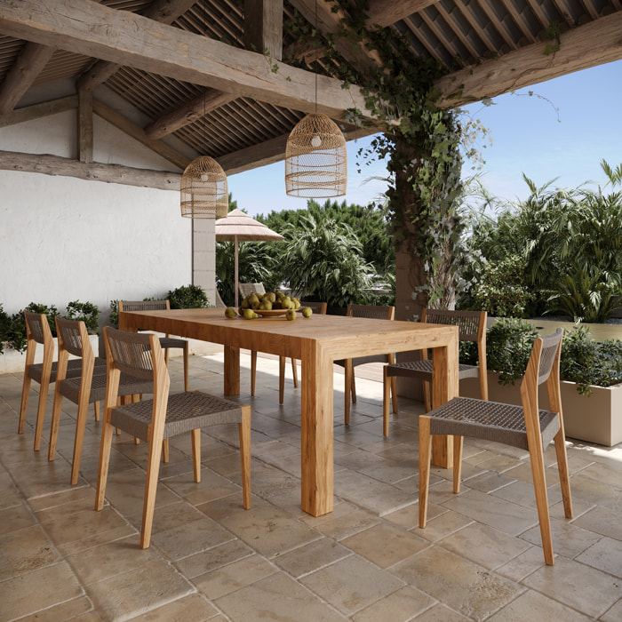 Table et chaises de jardin 8 personnes en bois - Zia