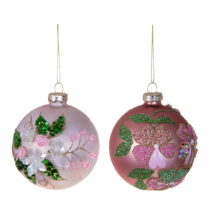 Sfera con fiori rilievo - Pezzi 12 - VERDE - Bianchi Dino SpA