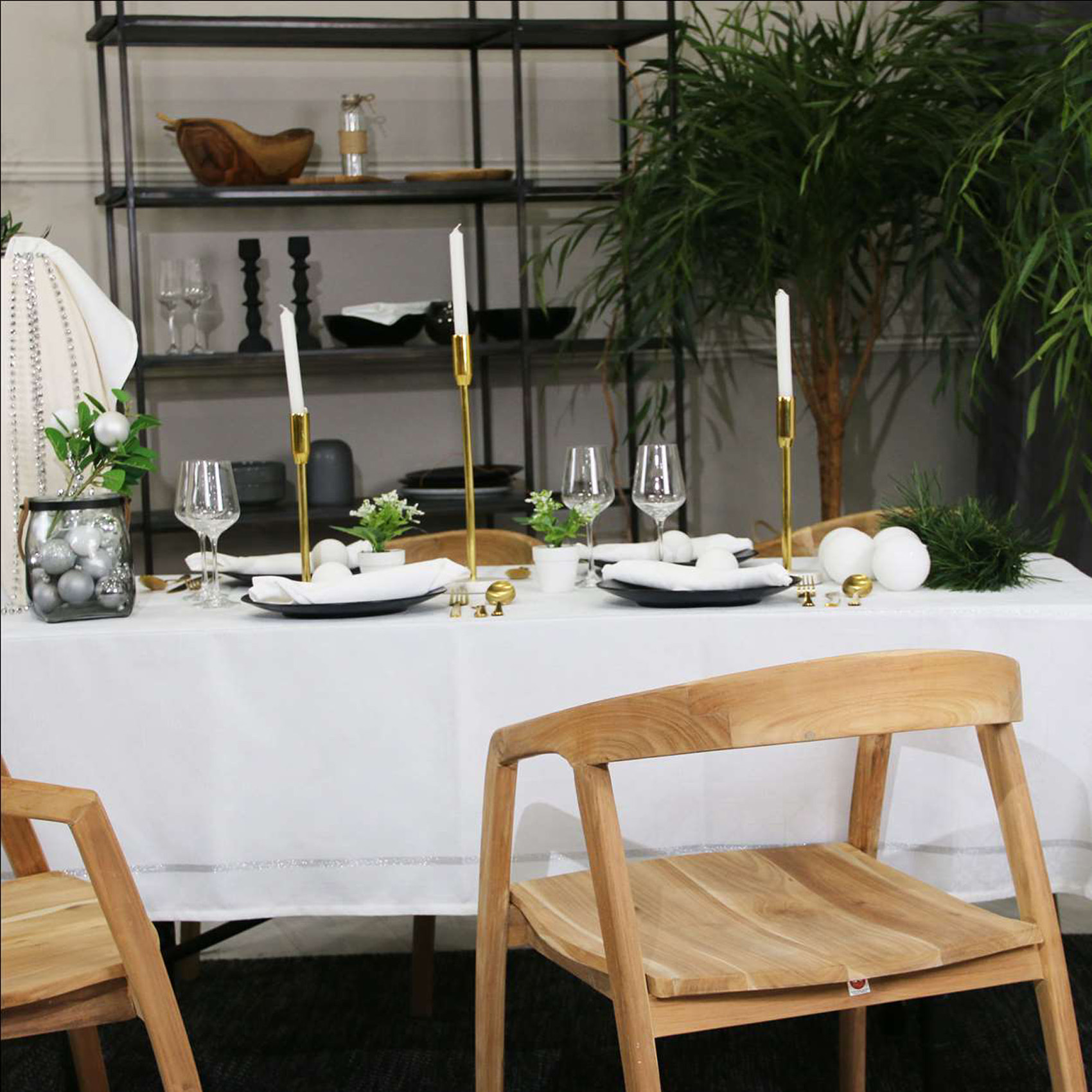 Serviette de Noël brodée - Blanc