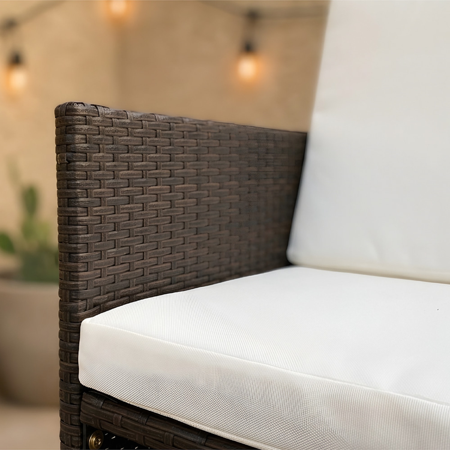 Salon de jardin 10 pl en résine marron et coussins beige + housse CASCO