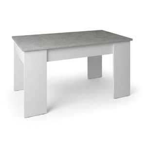 Mesa de centro elevable en blanco artik y gris cemento Norak Blanco Artik (Blanco Mate) - Gris Cemento