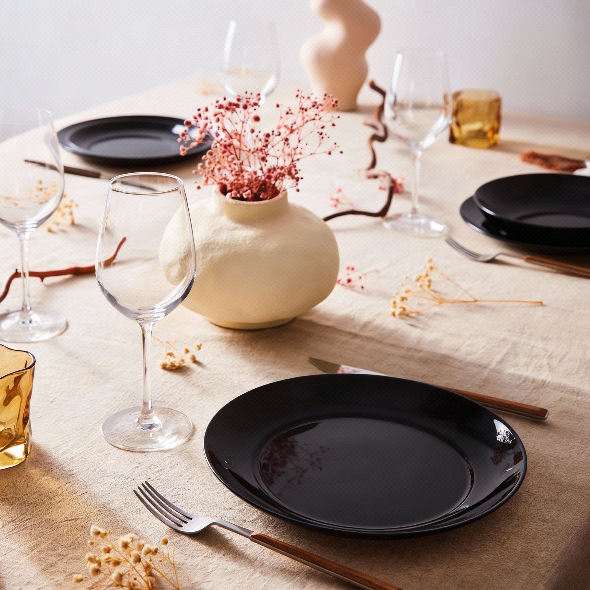 6 platos de postre negros de vidrio 18 cm Apy - Luminarc