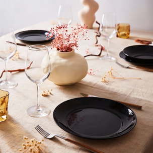 6 platos de postre negros de vidrio 18 cm Apy - Luminarc