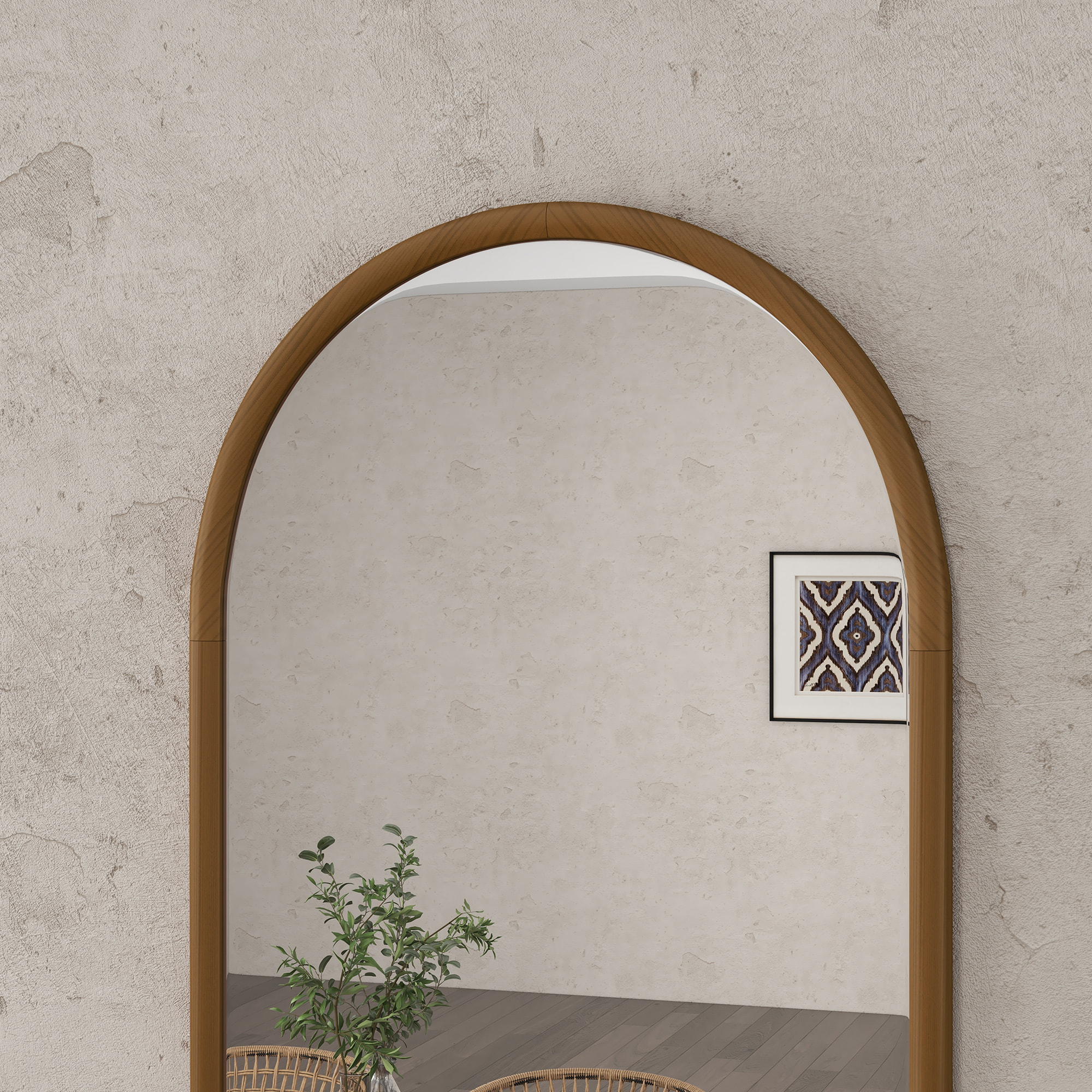 Espejo de Pared 65x110 cm Espejo de Recibidor con Marco de Madera en Forma de Ventana Decoración para Salón Dormitorio Entrada Marrón Oscuro