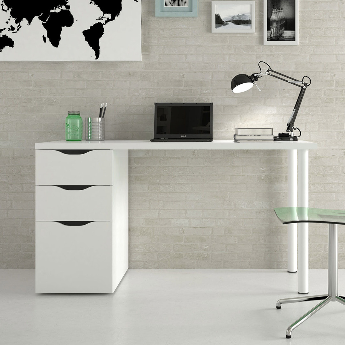 Mesa De Escritorio 74x138x60 Cm Blanco Artik
