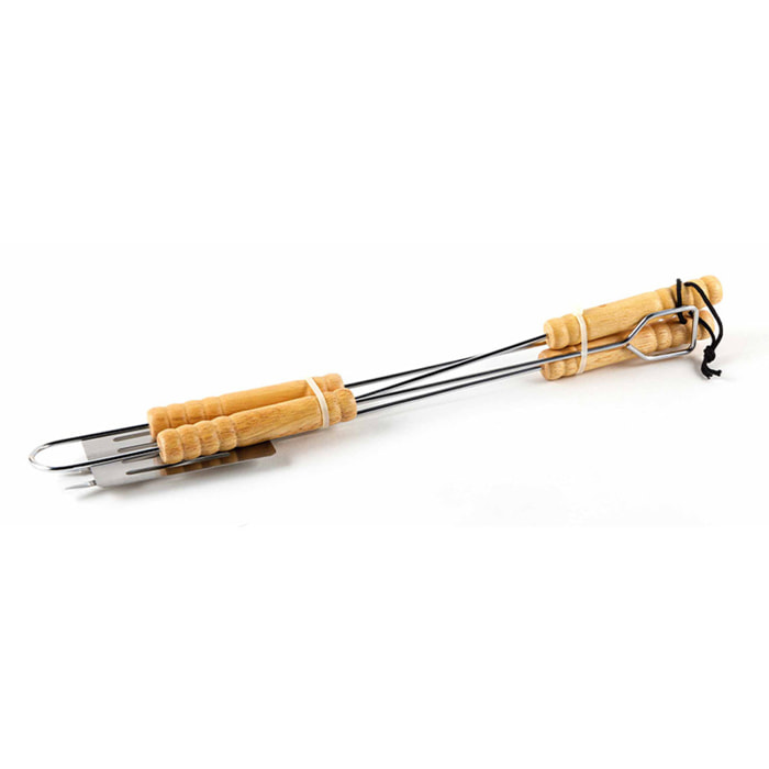 Lot de 3 accessoires en inox pour barbecue et plancha