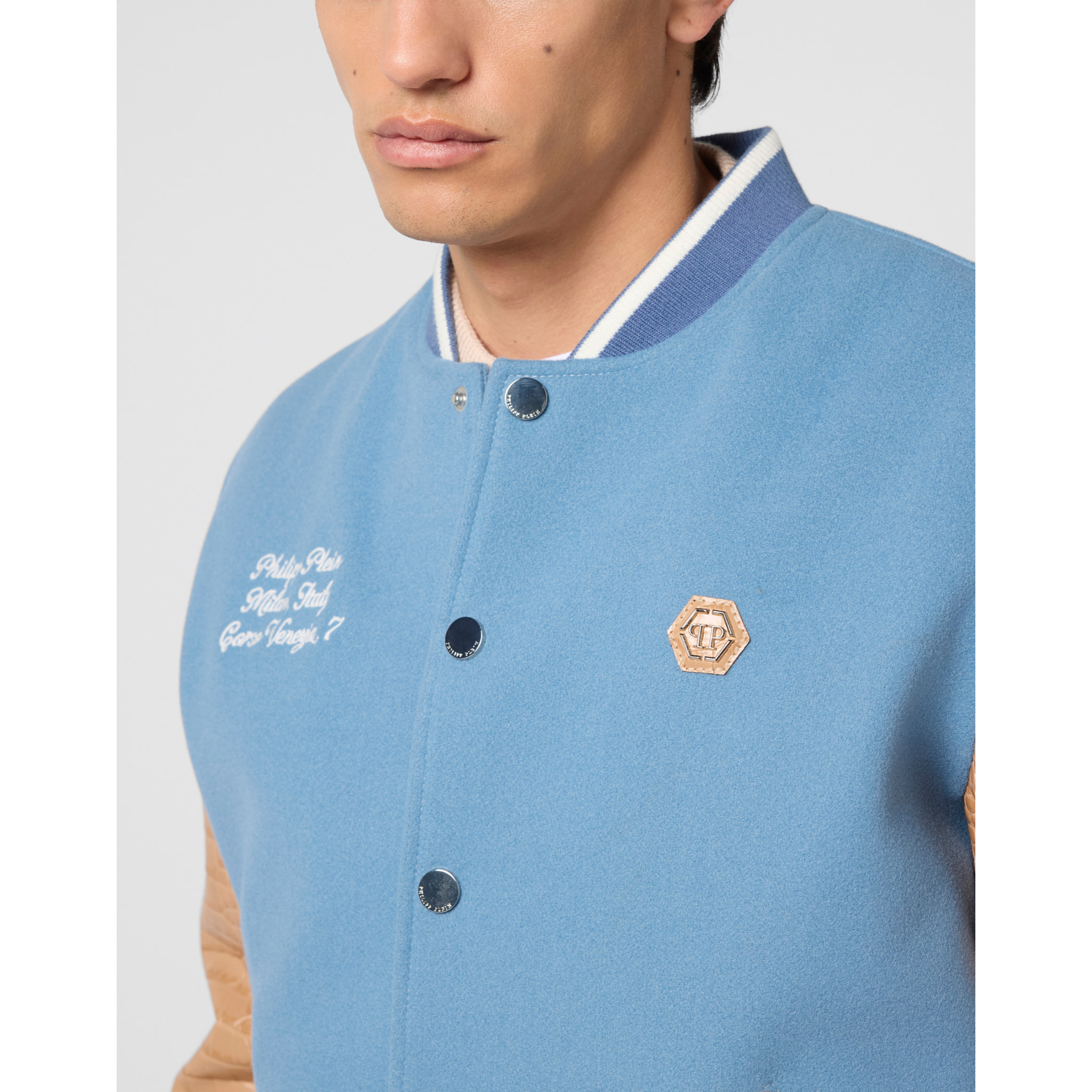 PHILIPP PLEIN Varsity Bomber Cocco Sleeves Milan
