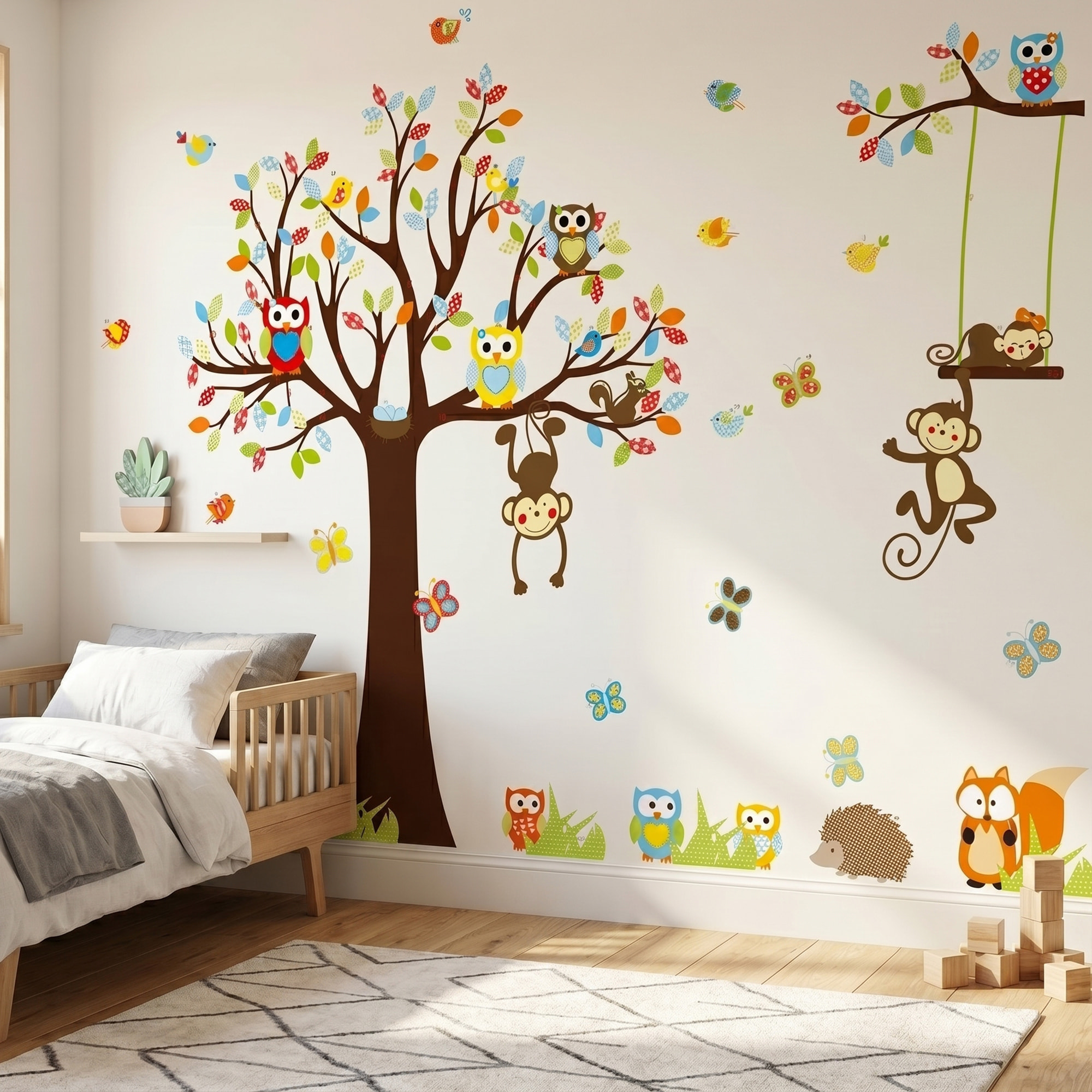Stickers Muraux décoration adhésifs Les petits singes jouent sur les arbres
