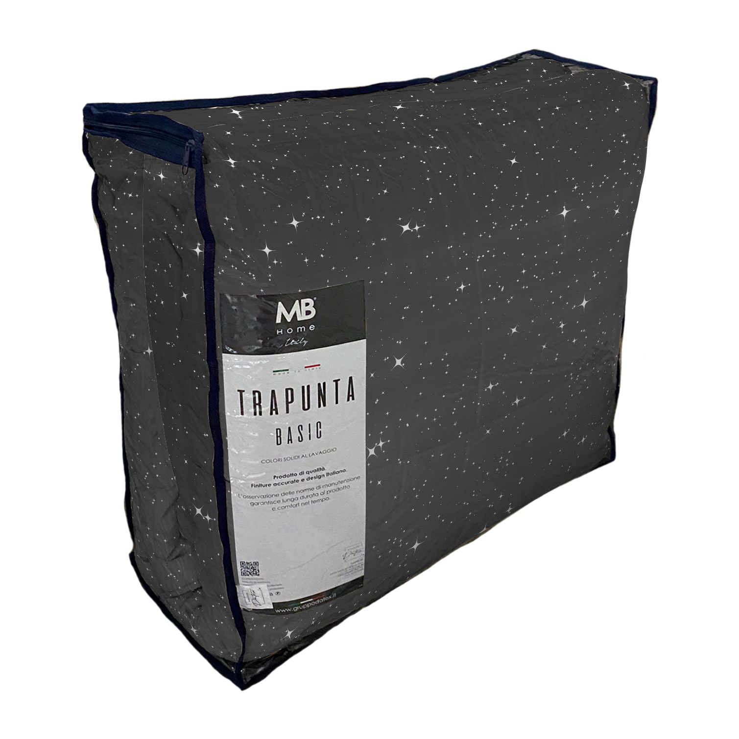 TRAPUNTA BASIC INVERNALE STAMPATA MATRIMONIALE, STARS GRIGIO