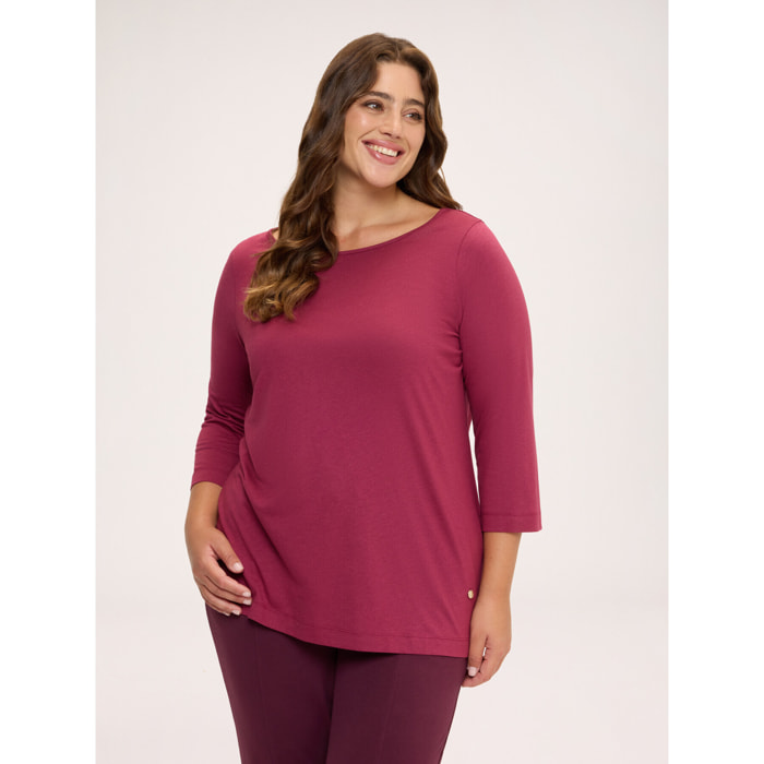 Fiorella Rubino - Camiseta con escote barco - Burgundy