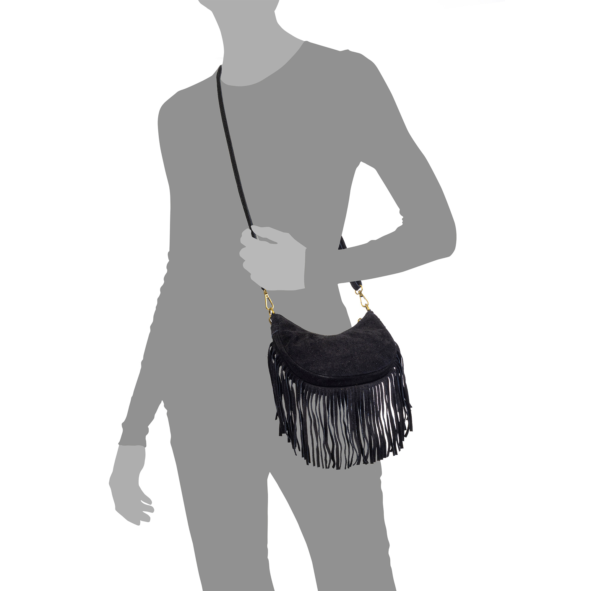 Ausonia bolso bandolera de piel auténtica Gamuza.