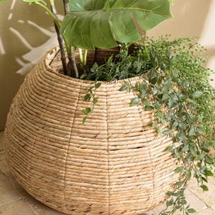 ALIDA - Cache pot petit modèle en tissage d'abaca naturel