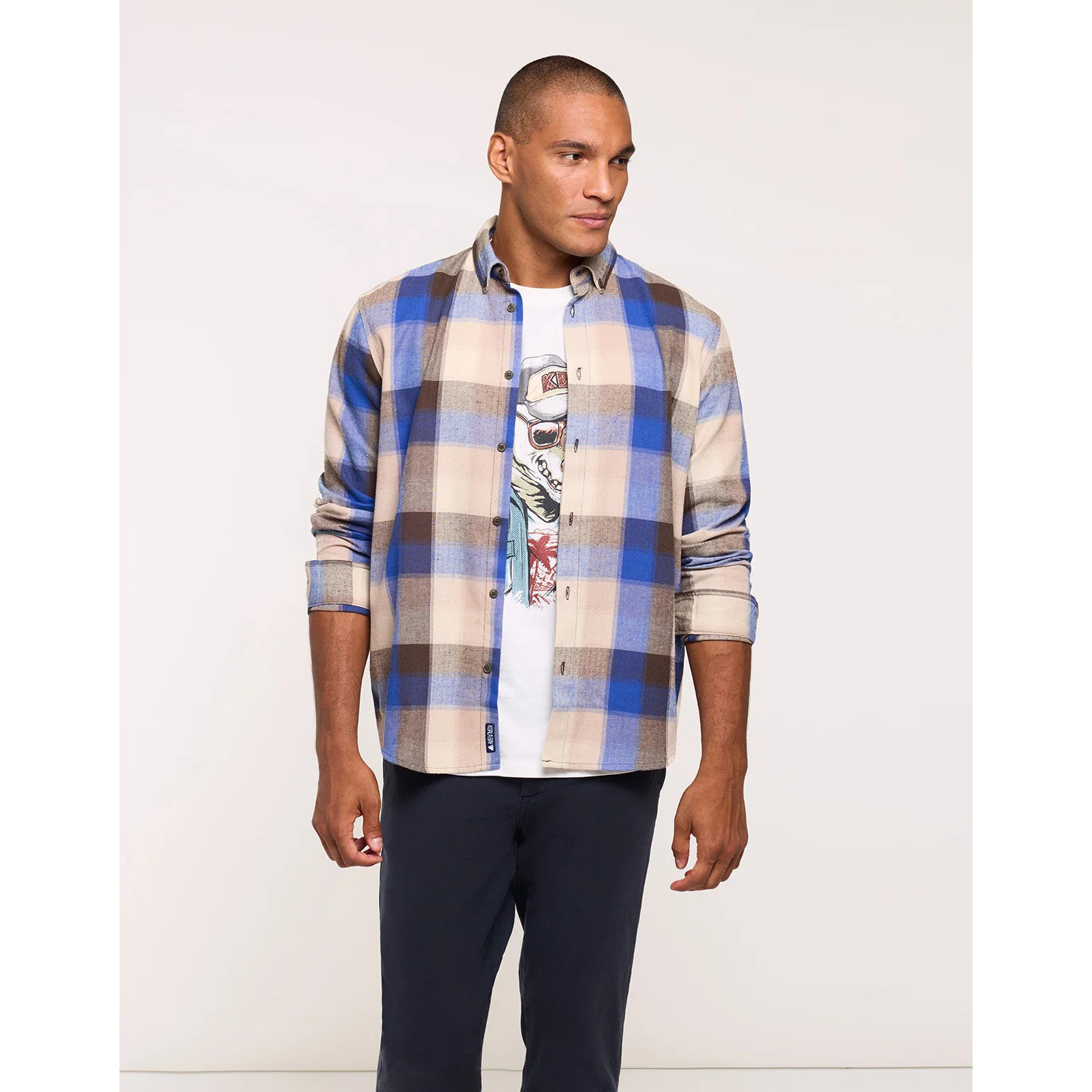 Camisa Manga Larga a Cuadros Azul - Frost