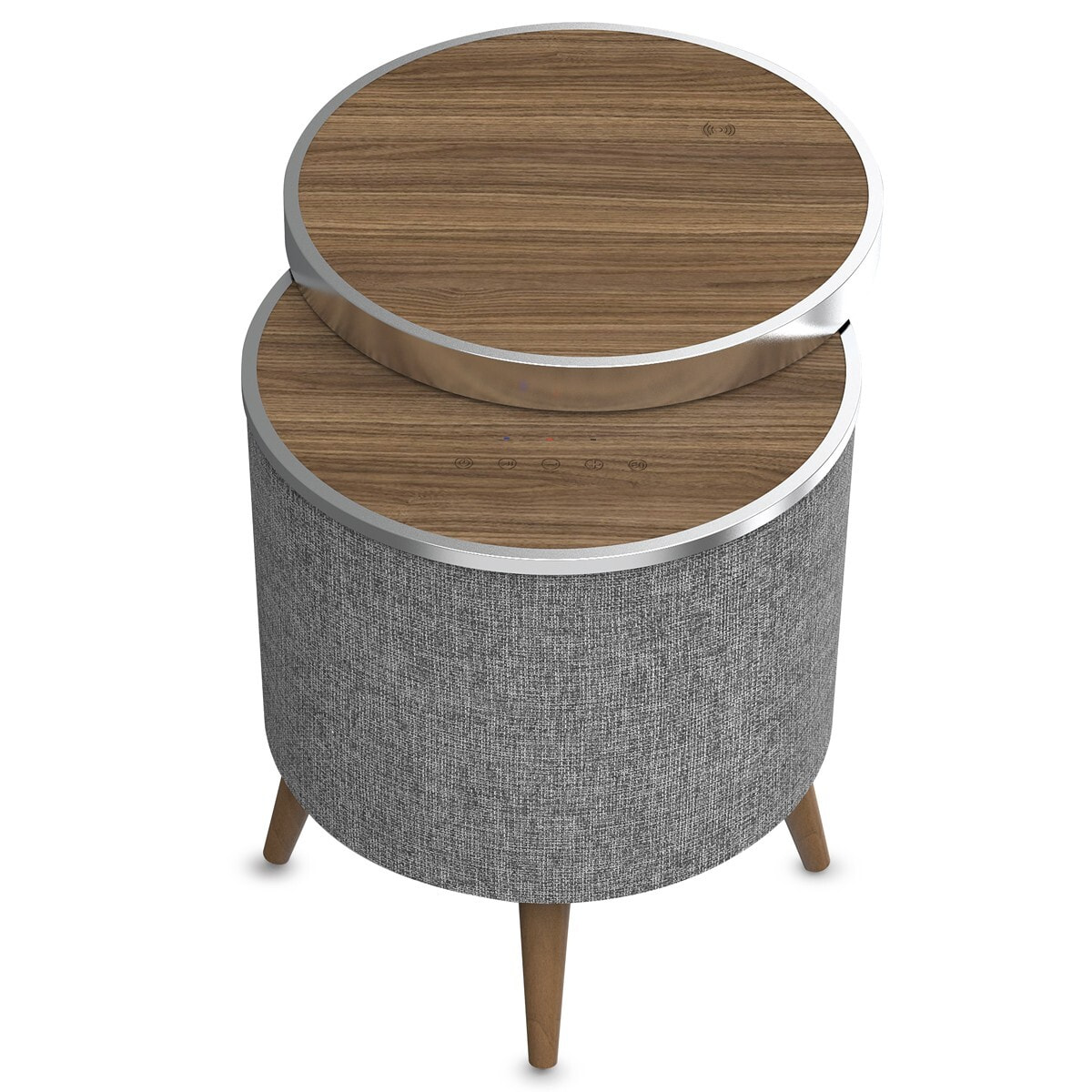 Mesa auxiliar altavoz con sonido de 65W y subwoofer, Bluetooth, base de carga inalámbrica. Mesilla o mesita para dormitorio o sala de estar - TD Systems SM65B11WR [Madera roble]