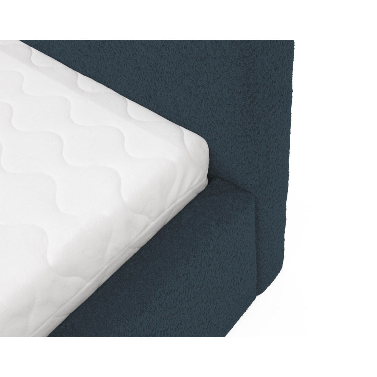 Orane - lit coffre - 160x200 cm - en tissu bouclette - Bleu