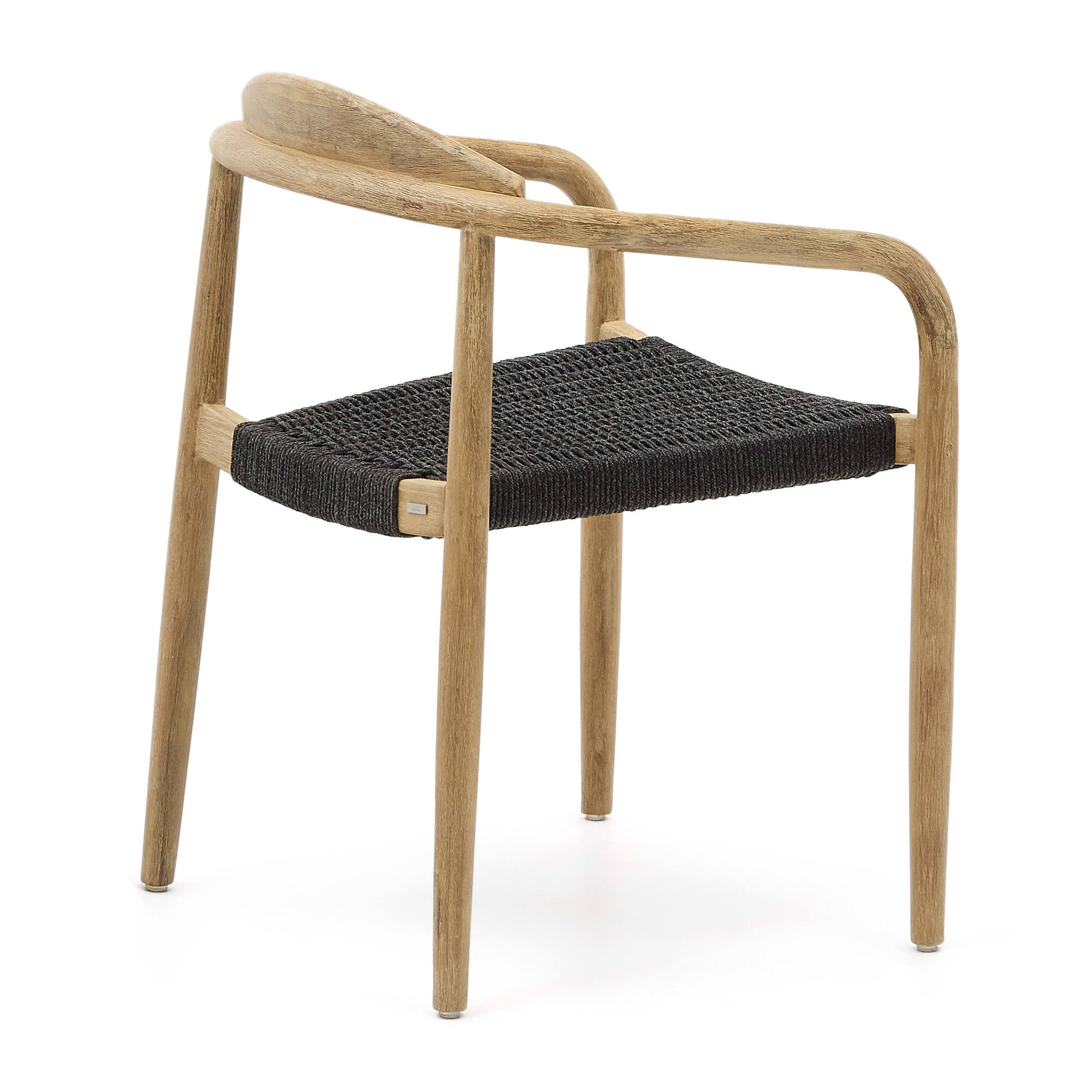 Silla apilable Nina de madera maciza acacia y cuerda negro FSC 100%