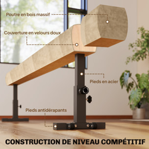 Poutre de gymnastique hauteur réglable pieds antidérapants 226 x 31 x 44/51/59H cm