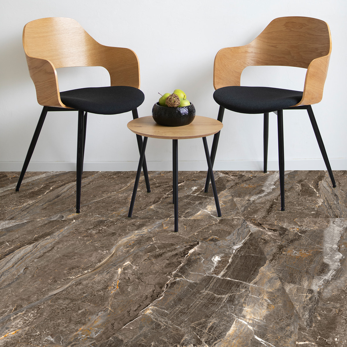 Revêtement sticker sol - MARBRE BRUN - Rouleau adhésif Protection Anti-dérapant