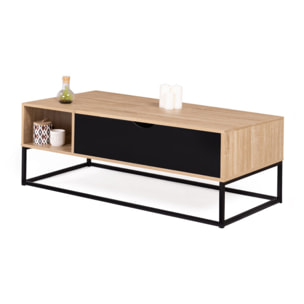 Table basse Memphis relevable bois et noir