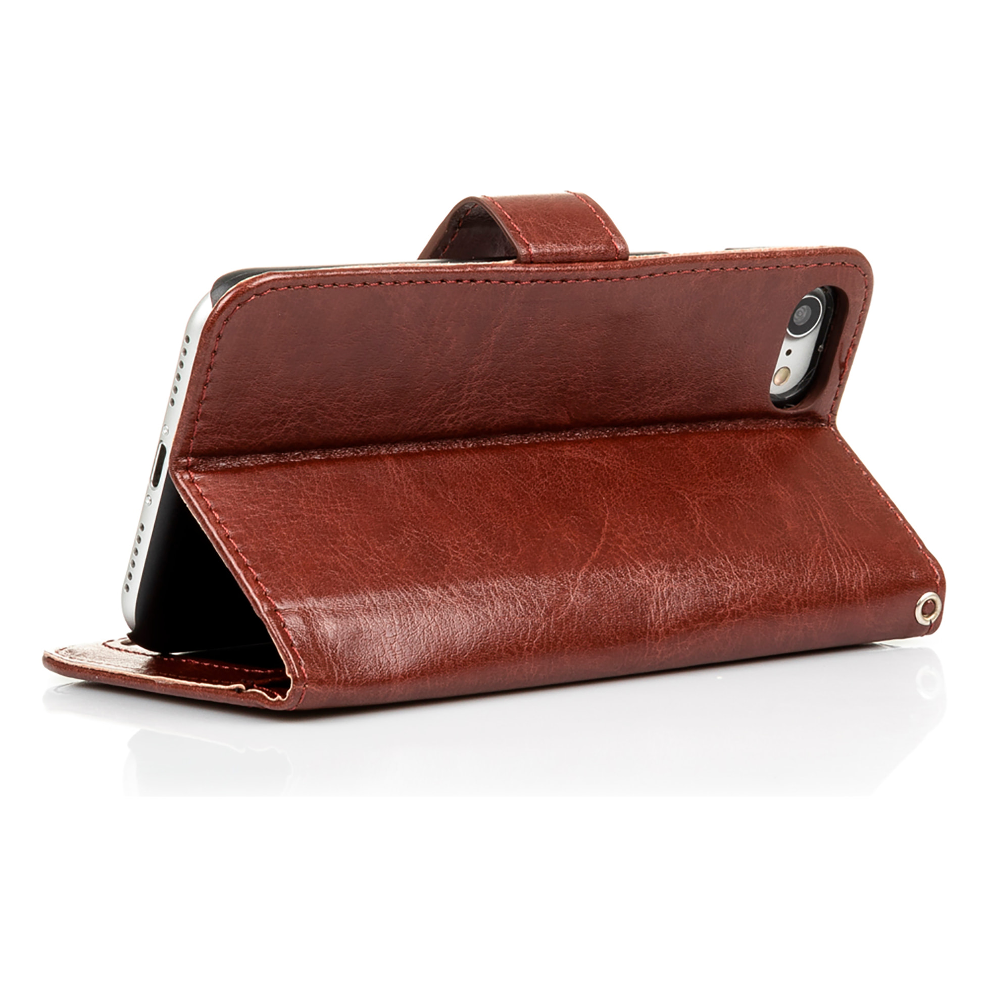 DAM Custodia Folio in ecopelle con chiusura magnetica per iPhone 7/8 7x2x14 cm. colore marrone