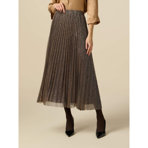 Oltre - Pleated lurex midi skirt - Marrón