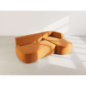 Mahina - canapé d'angle droit 4 places convertible avec coffre en tissu texturé - Terracotta