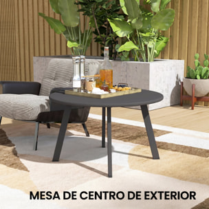 Outsunny Mesa de Centro de Jardín Redonda de Metal Mesa Auxiliar con Bordes Redondeados Patas Antideslizantes Mesa de Café para Patio Balcón Salón Ø70x42 cm Gris Carbón