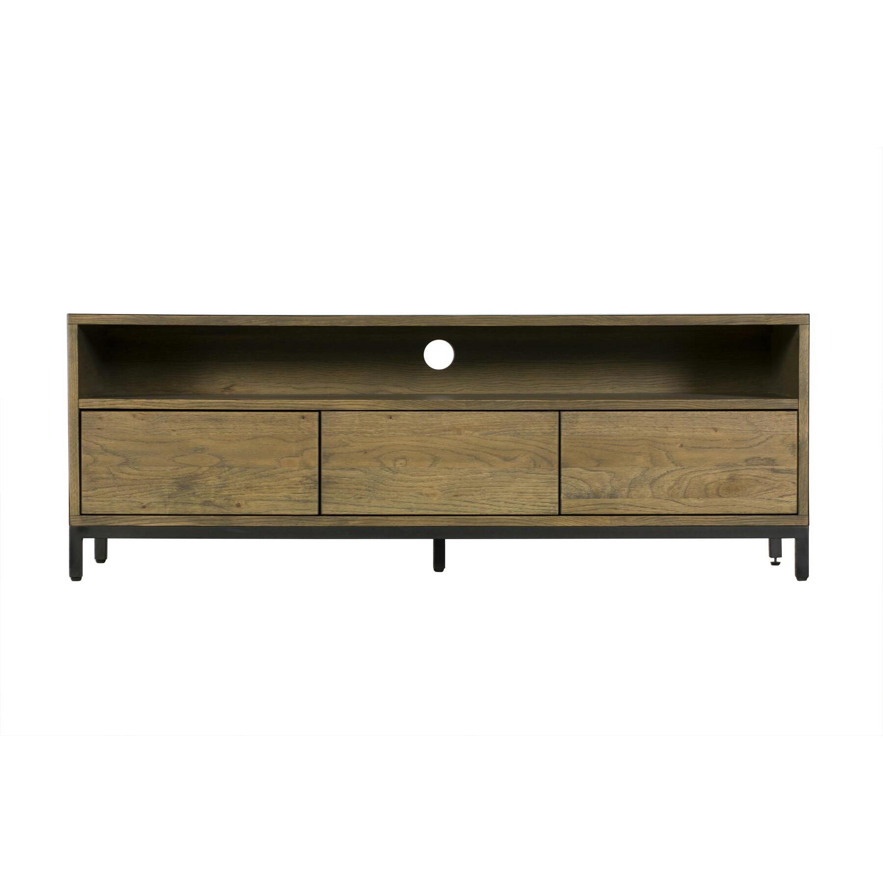 Meuble TV 140 cm chêne encadrement métal HUDSON