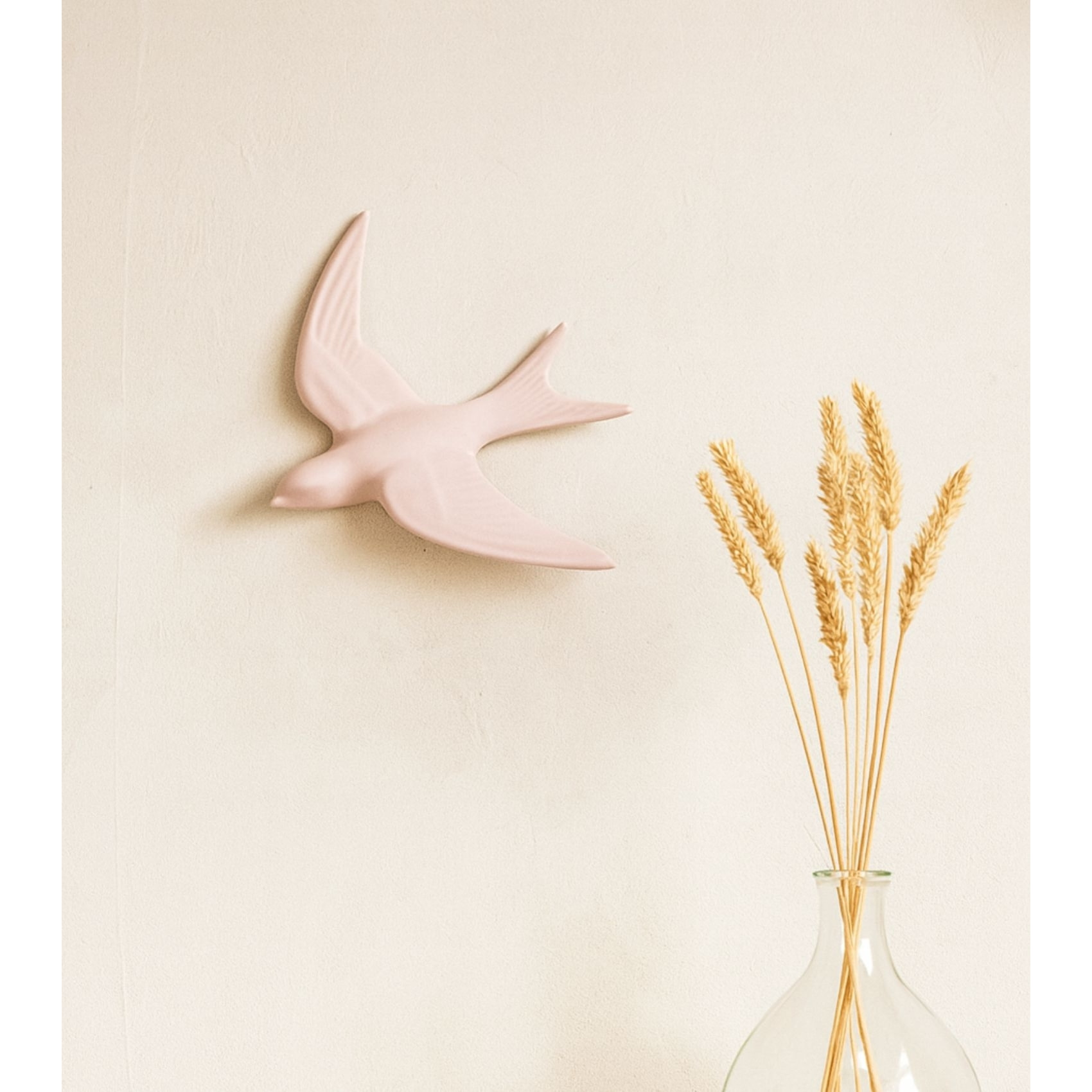 Déco murale hirondelle en Résine - Rose