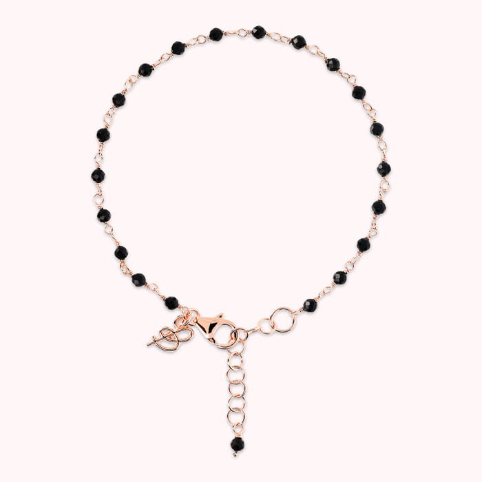 Bracciale Rosario con Pietra Naturale Spinello Nero