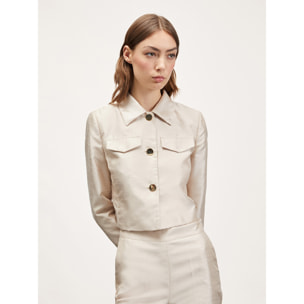 Motivi - Chaqueta cropped efecto shantung - Beige