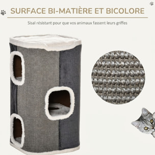 Tour à griffer chat 3 niv. - tonneau à gratter - plateforme observation avec coussin