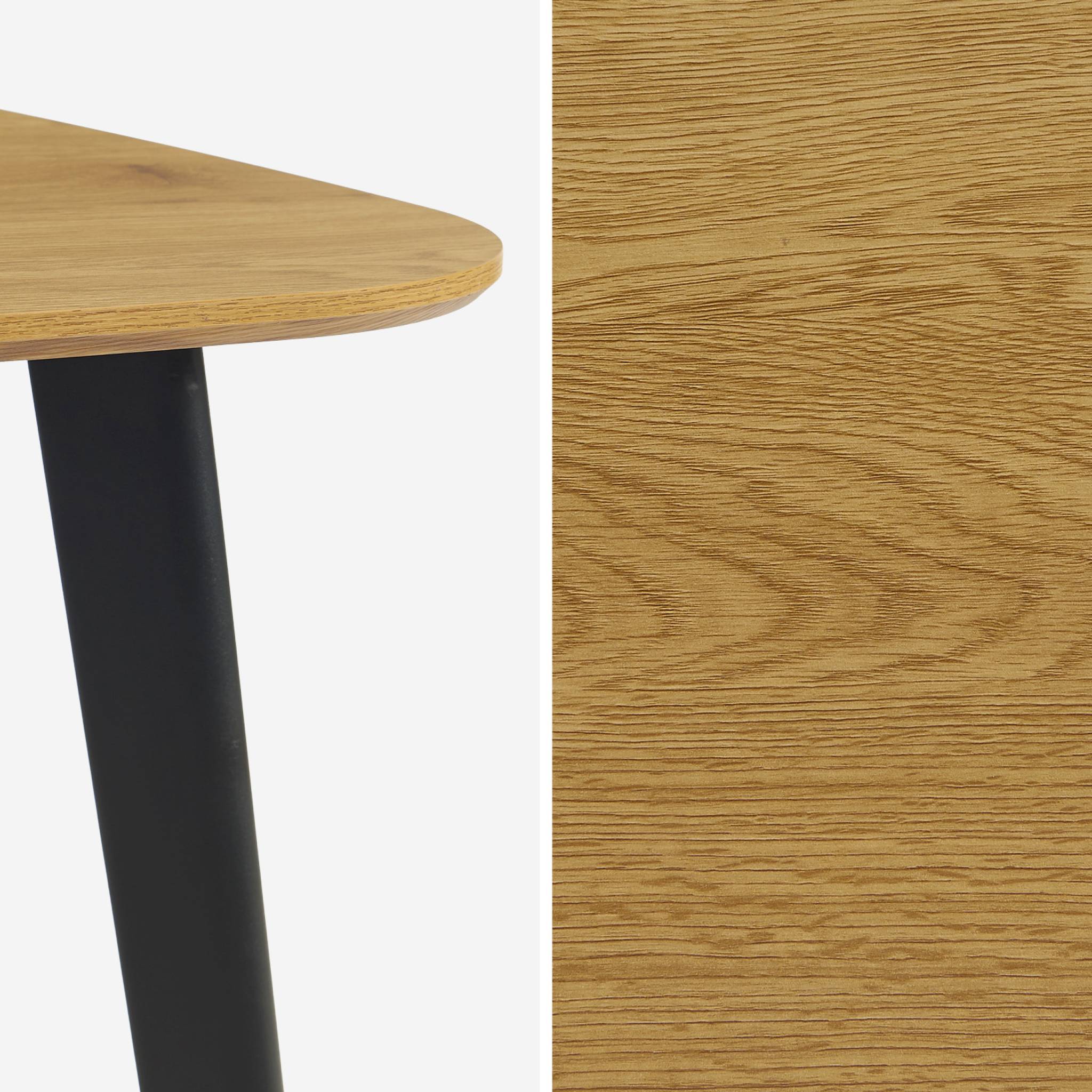 Table à manger carrée effet chêne pieds métal noir 4 places