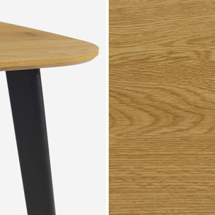 Table à manger carrée effet chêne pieds métal noir 4 places