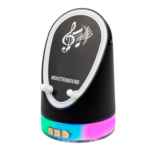 Altavoz H48 con tecnología de inducción inteligente que amplifica el sonido al colocar el móvil encima. Con Bluetooth y luces LED multicolor.