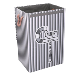 Cestone in tessuto laundry grigio con coperchio cm40x30h60