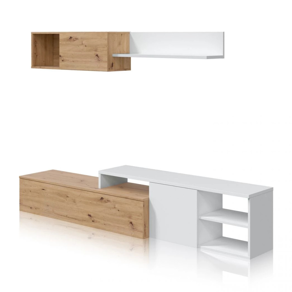 Salón Kate Blanco Artik (Blanco Mate) - Roble Nodi