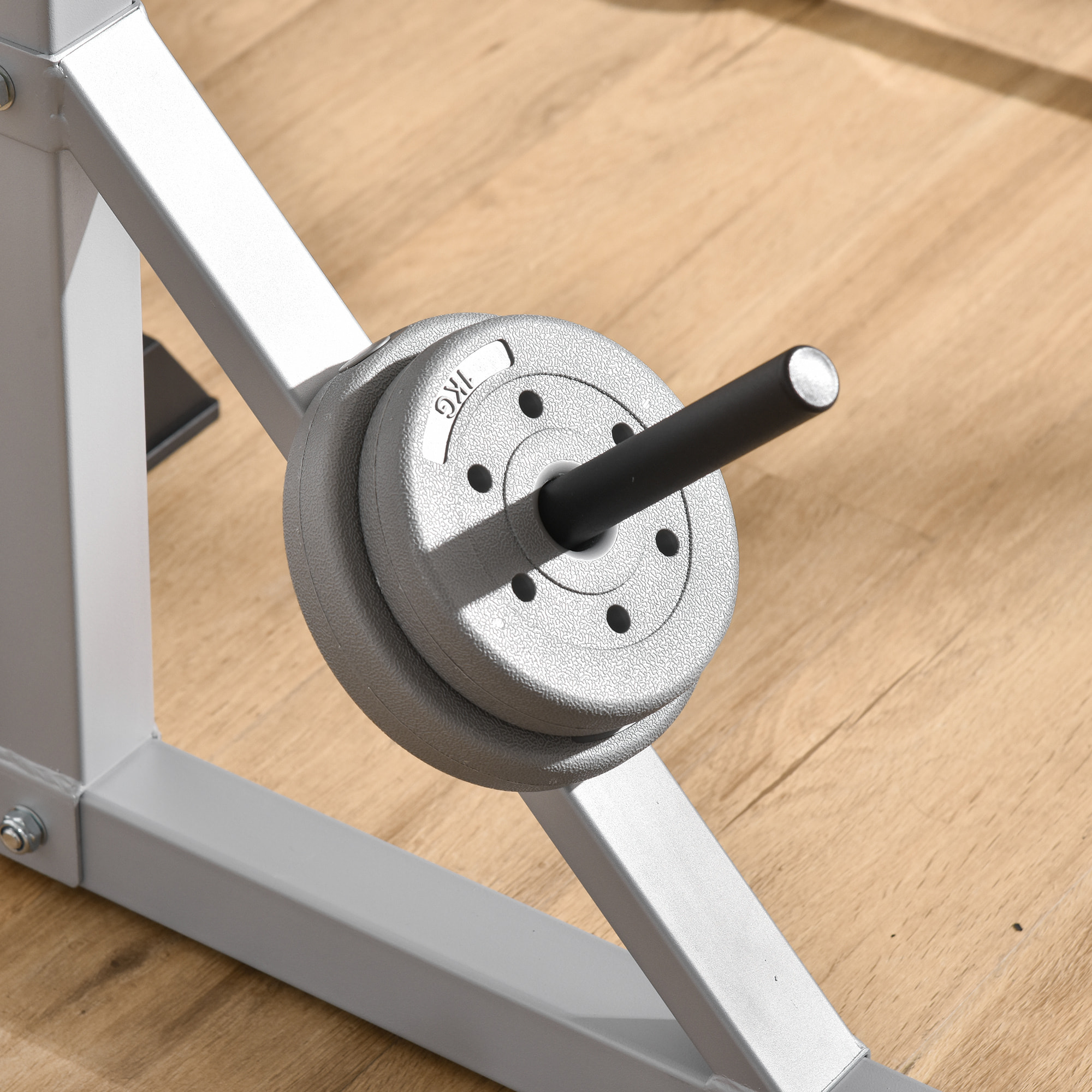 Soporte para Barras de Pesas con Altura Ajustable Rack Musculación con Marco de Acero Carga 200 kg para Entrenamiento en Gimnasio Casa Plata y Negro