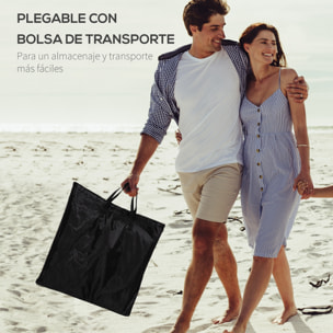Conjunto de 2 Esterillas de Playa Plegable Esterillas con Respaldo Reclinable en 5 Niveles Reposacabezas y Bolsa de Transporte 134x48x33-43 cm Negro