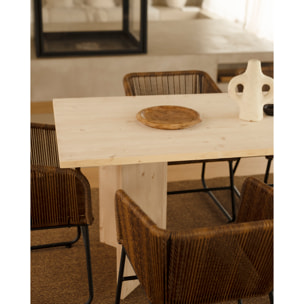 Table de salle à manger en bois massif en ton naturel en différentes tailles
