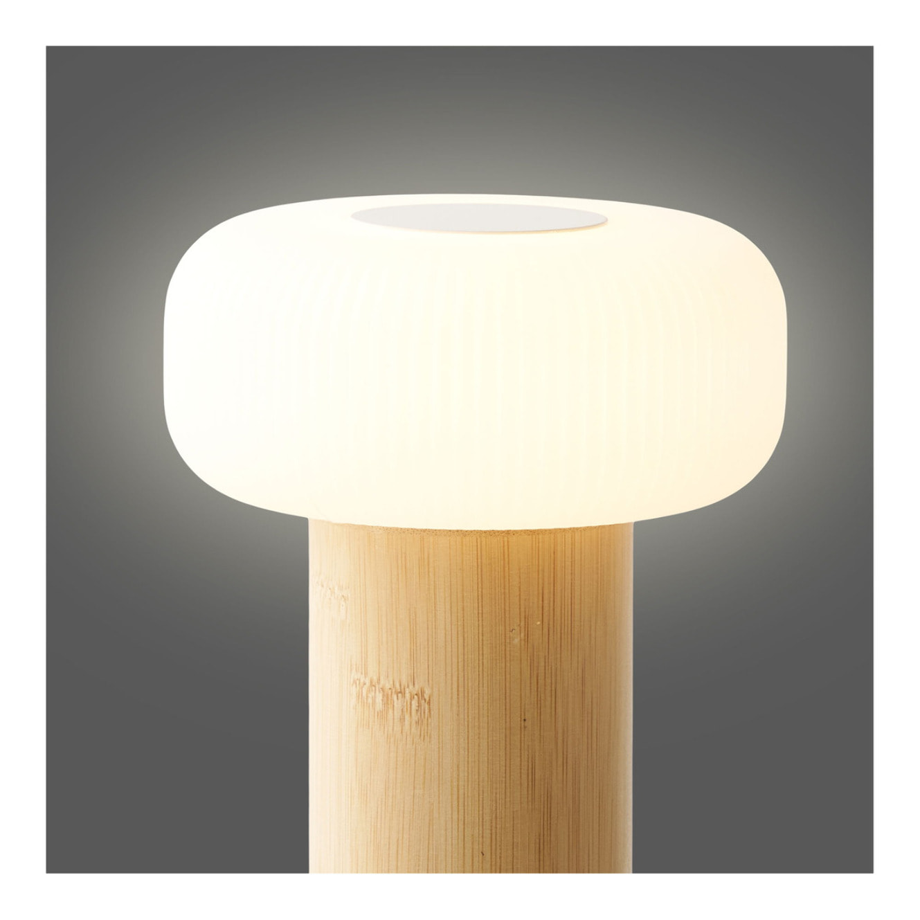Lampada da tavolo Stafford ricaricabile in bambù e bianco